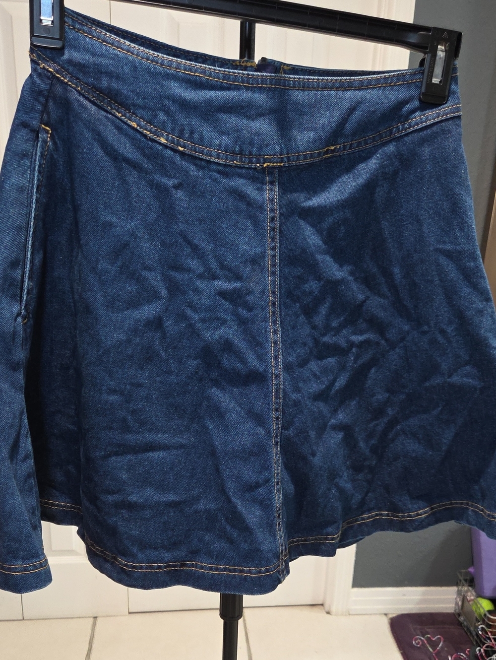Sz 2 - Pilcro and the Letterpress Denim Mini Skater Skirt